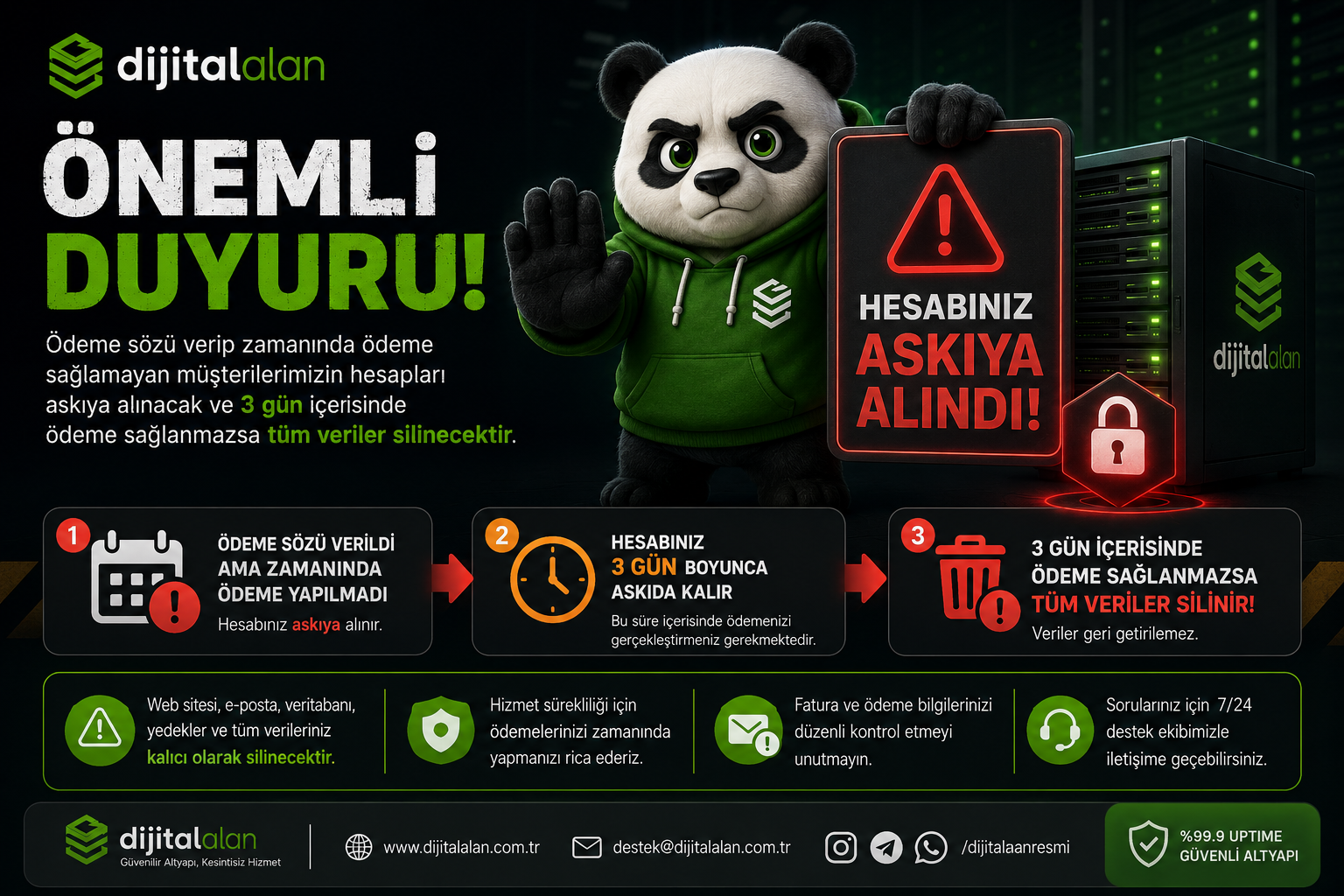 Ödeme Yükümlülükleri ve Hizmet Askıya Alma Süreçleri Hakkında Önemli Duyuru
